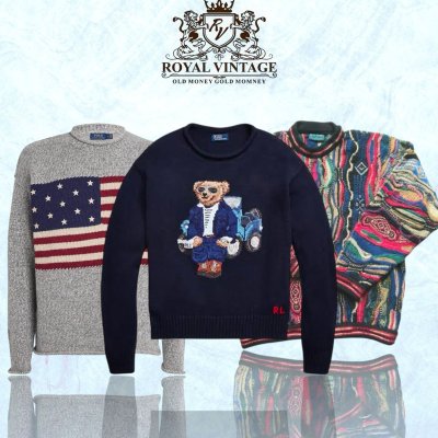 VINTAGE BRANDED FLAG &TEDDY BEAR SWEATERS